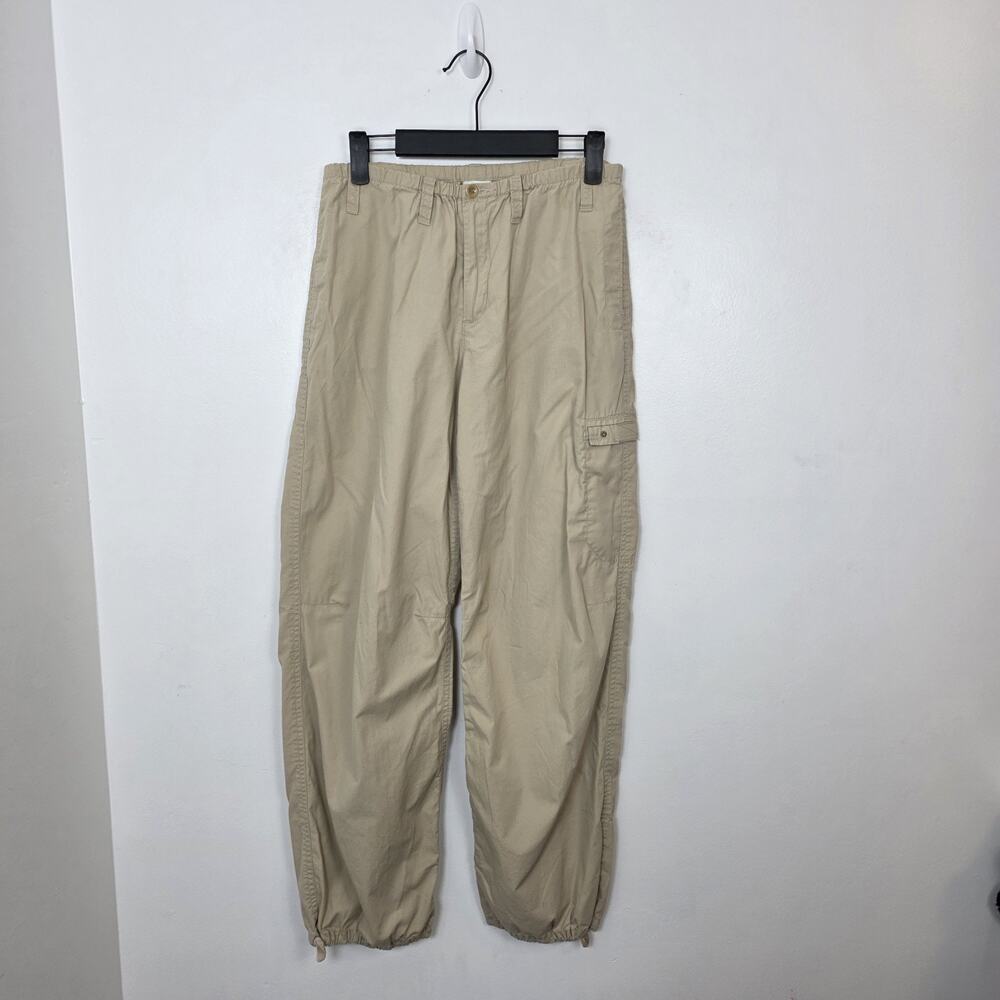 Garnet Hill Tan Cotton Poplin Cinch Hem Cargo Grunge Utility Pants Size 6